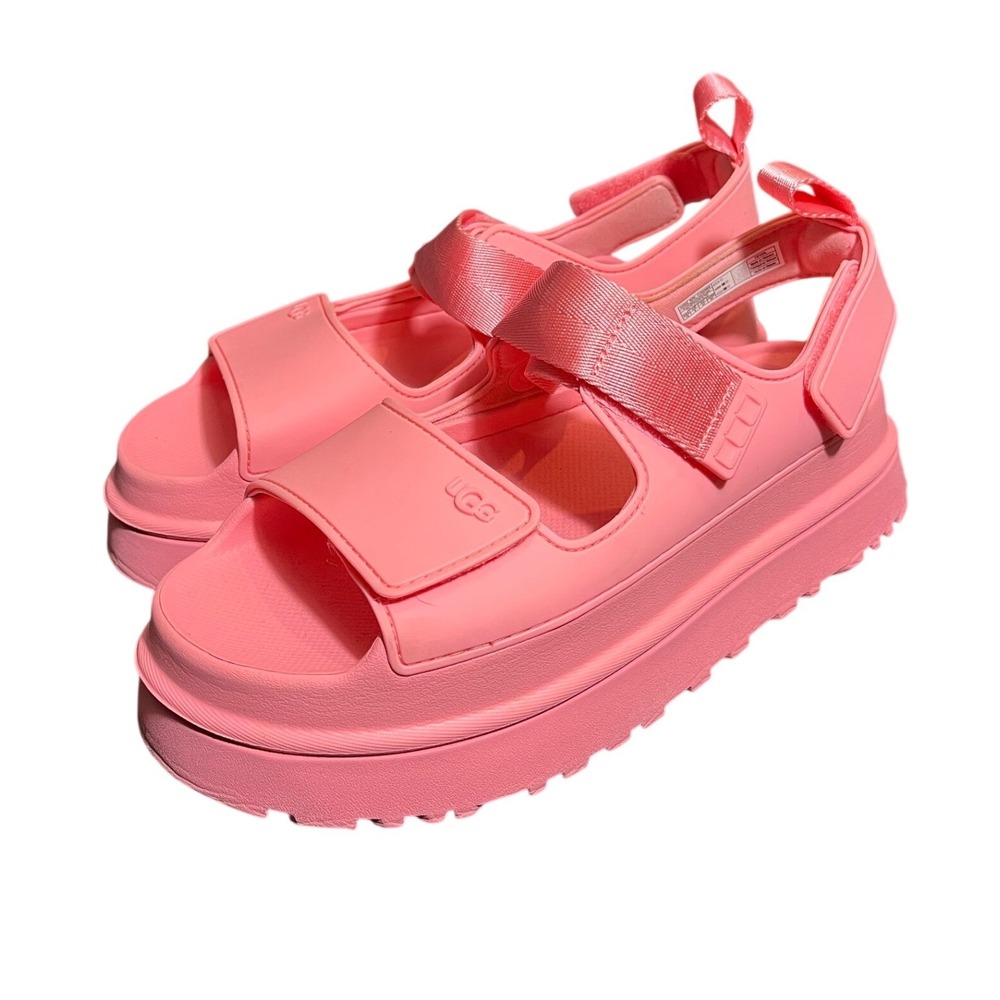 UGG Women's Golden Glow Slide Sandals Tropical Pink Platform Shoes Size 10